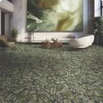 Green patterned carpet