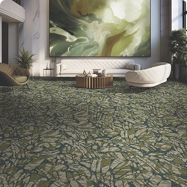 Green patterned carpet