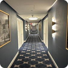 Patterned hallway carpet